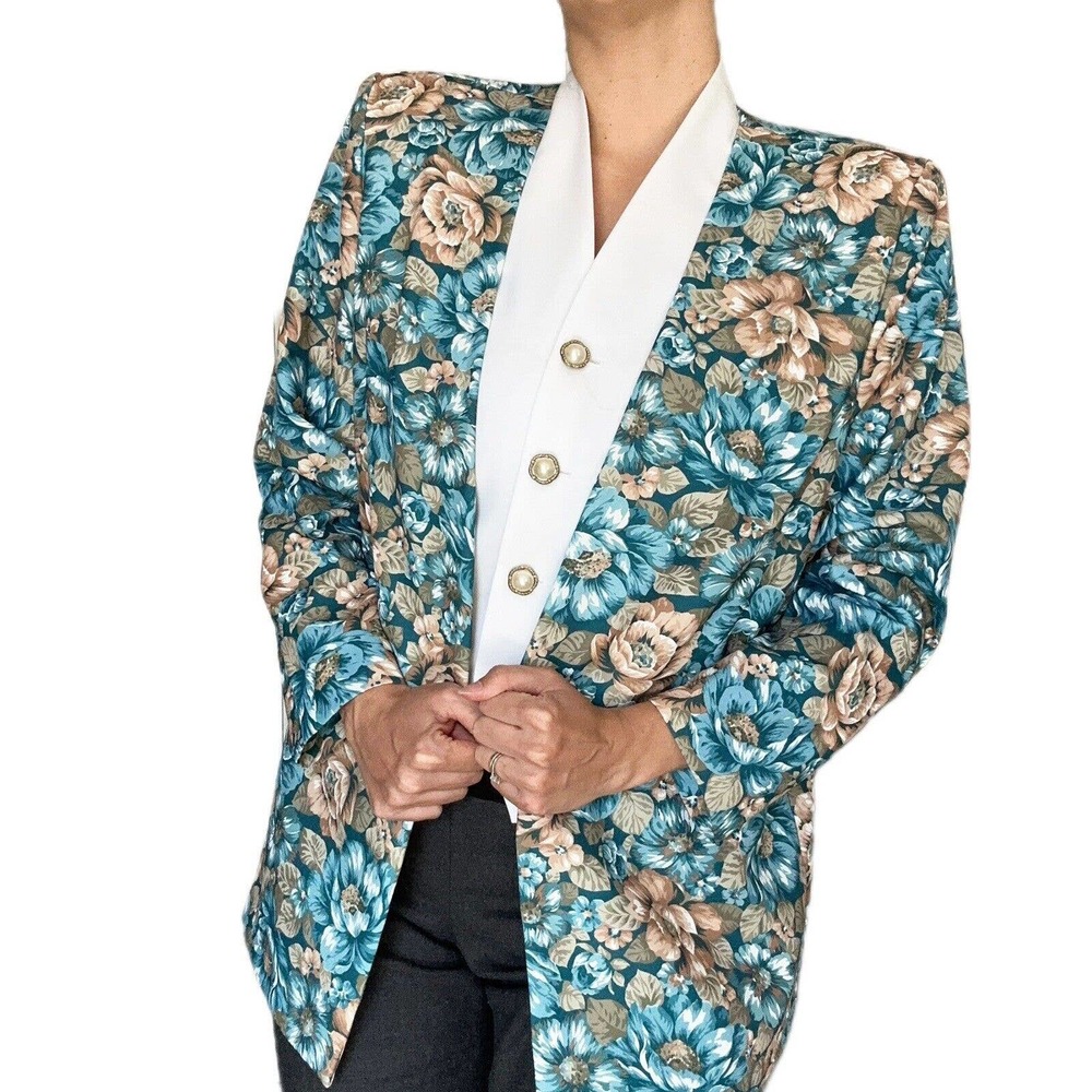 Vintage 60s Blazer Green Beige Size 16